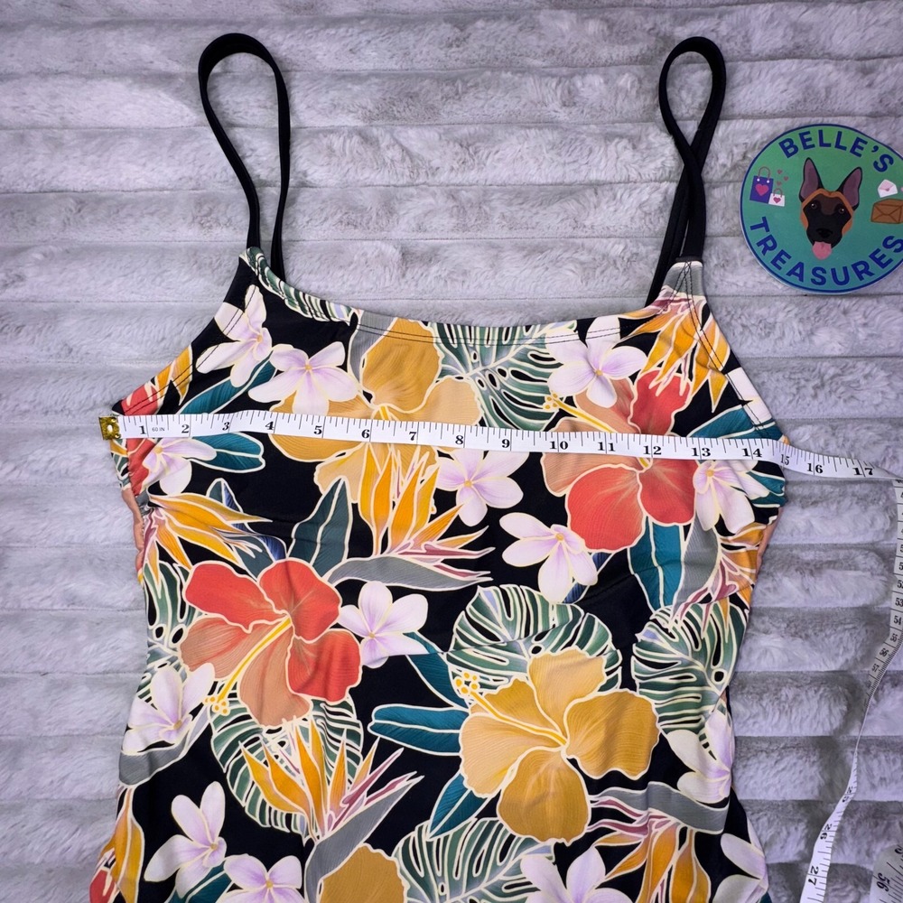 Hurley Caribbean Dreamin One Piece Swimsuit Medium Floral Spaghetti Strap SPF 50 - Picture 4 of 10